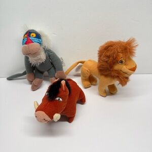 Disney Lion King Simba’s Pride McDonald’s Plush Toy Lot of 3 Pumbaa Rafiki Simba